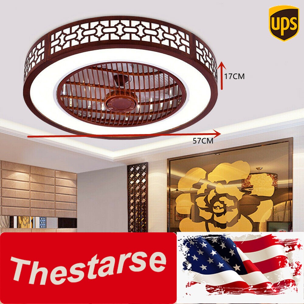 Modern LED Ceiling Fan Light Flush Mount Chandelier Lamp W/ Remote Control