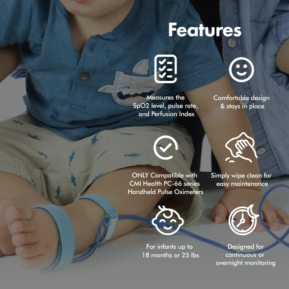 Spo2 Sensor for Infants - Compatible ONLY with ​Handheld Pulse Oximeters - Over