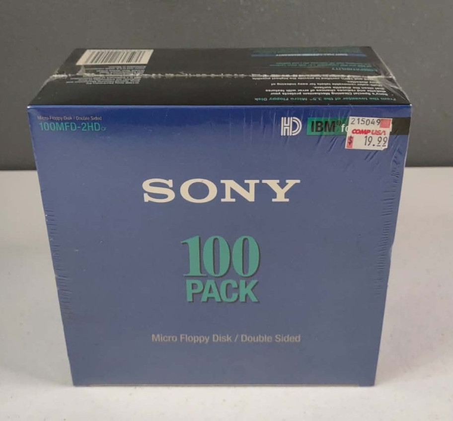 Sony Micro Floppy Disk Double Sided 100 Pack 100MFD-2HD IBM Formatted