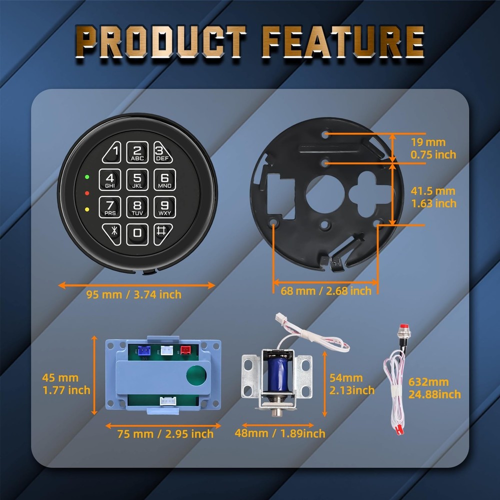 Electronic Safe Lock Replacement Keypad with Solenoid Lock, Gun Safe Lock wit...