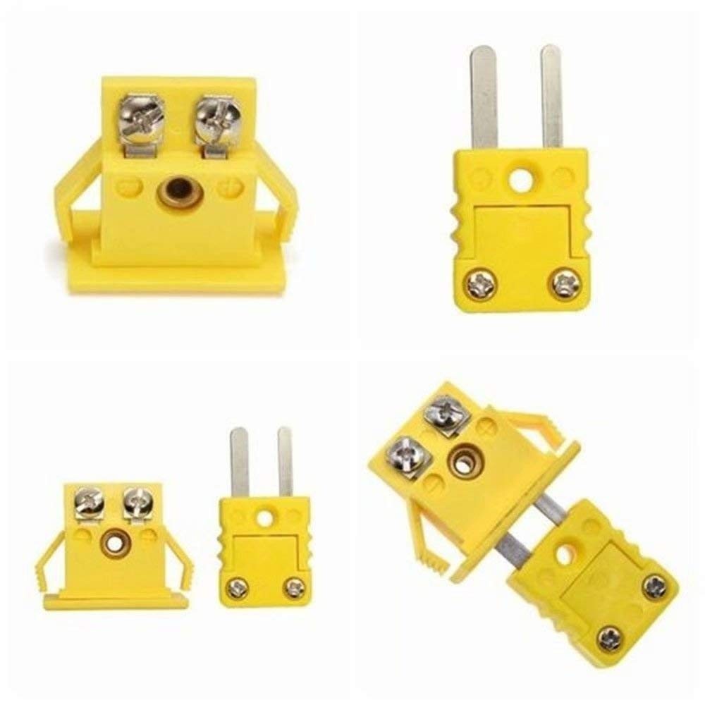 2 Set K-Type Panel Mount Thermocouple Miniature Socket and Plug Connector Yellow