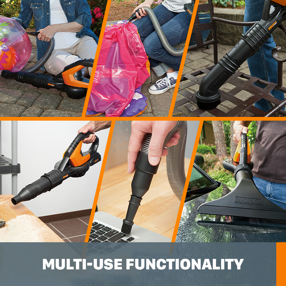 WG545.1 Worx 20V PowerShare Cordless Blower w/Attachments