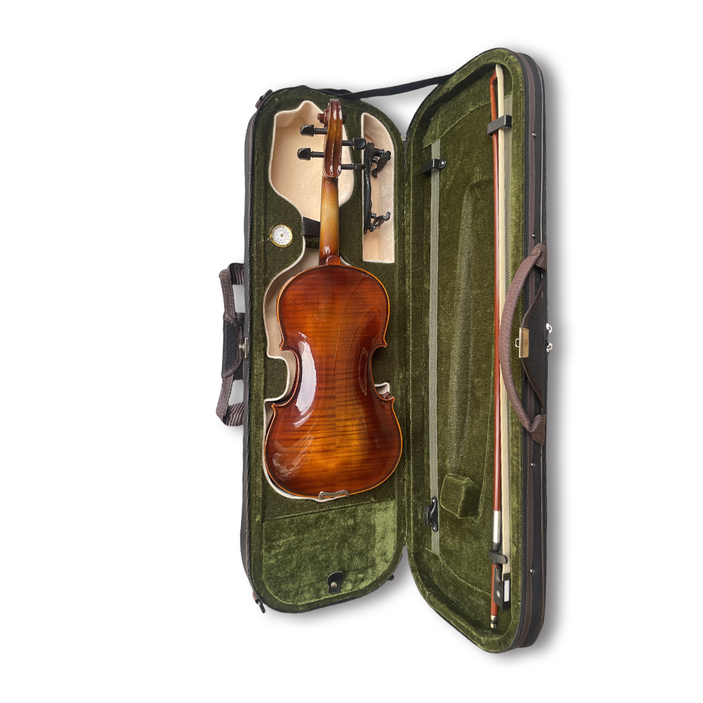 Portable 4 String Violin Kit 4/4 Full Size Solid wood Tiger Pattern With Case