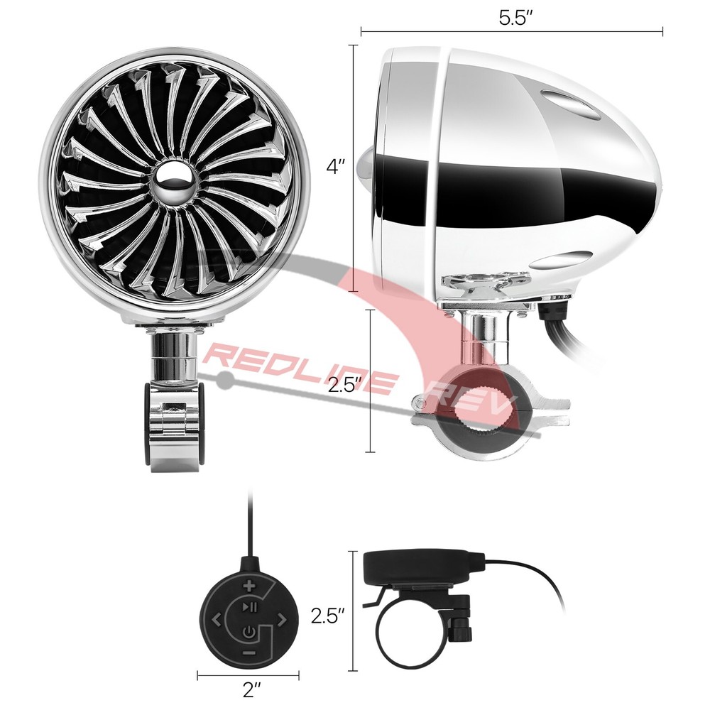 Refurb Waterproof Bluetooth Motorcycle Stereo LED Audio Speakers System Harley