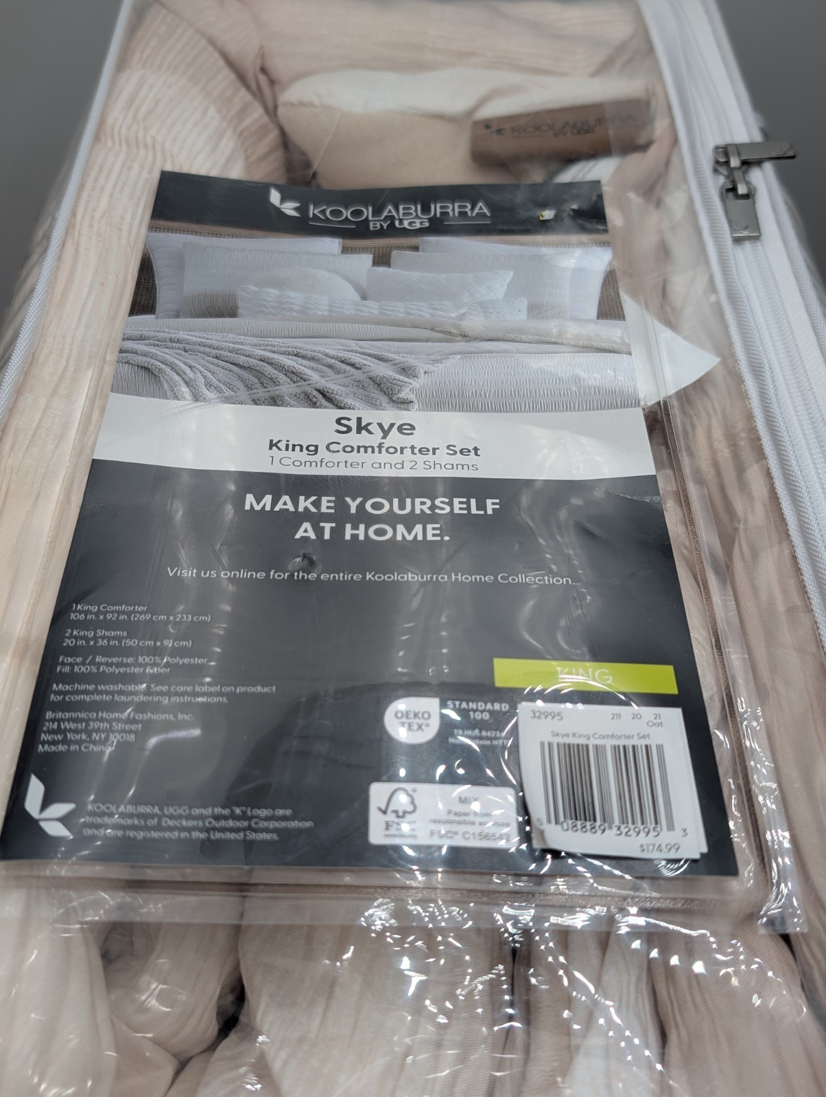 Koolaburra by Ugg Skye Comforter Set with Shams Soft Brown & White 32995