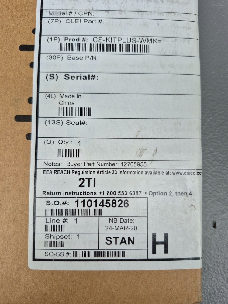 New In Box Genuine Cisco CS-KITPLUS-WMK= Wall Mount Kit Cisco Spark Codec Plus