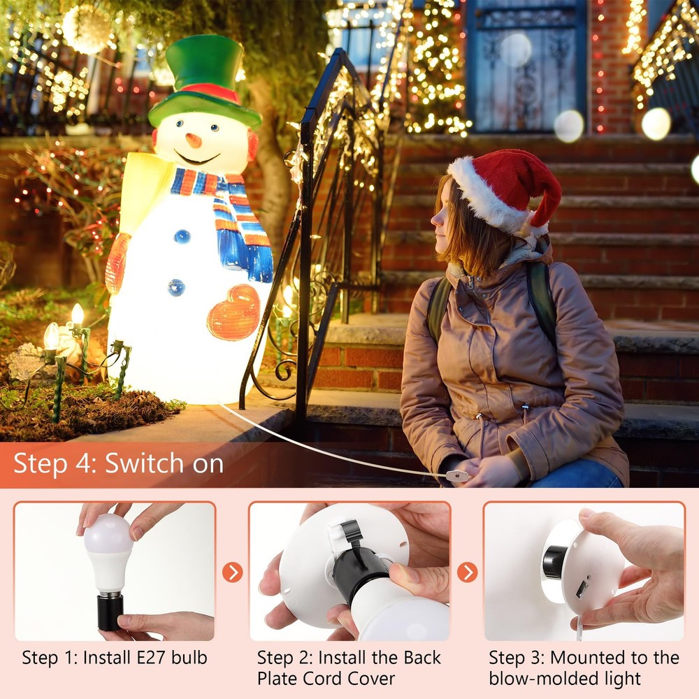 6 Set Blow Mold Light Kit Replacement, E27 E26 Single Light Cord Kit with Switch