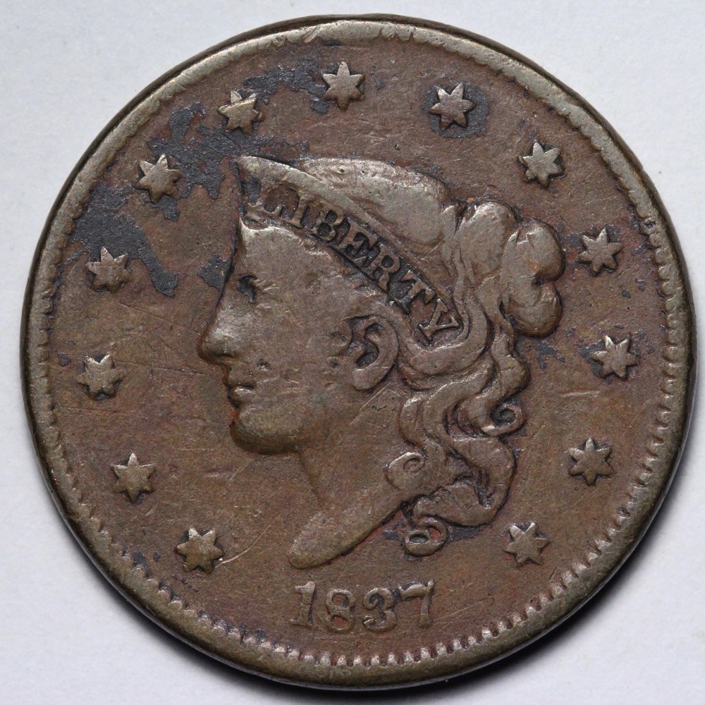 1837 Coronet Head Large Cent VF E120 XGKNM