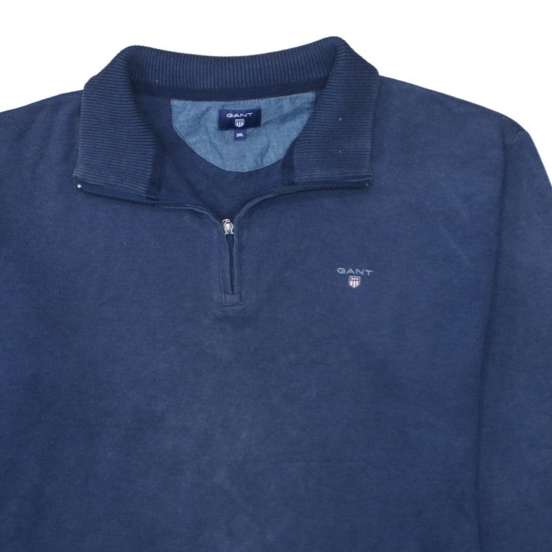 GANT Men’s Blue 2XL 1/4 Zip Cotton Basic Jacket