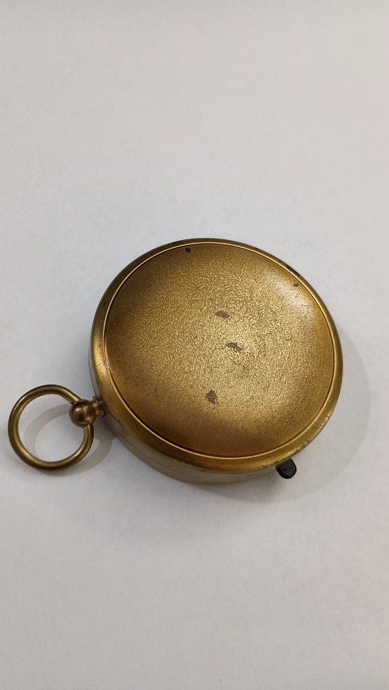 Vintage German Compass Brass Case Silver Face Night Florescent Dots