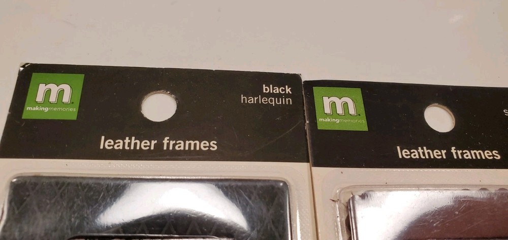 NEW Lot 2 Making Memories Leather Frames Black - Scalloped Brown, Mini Frames