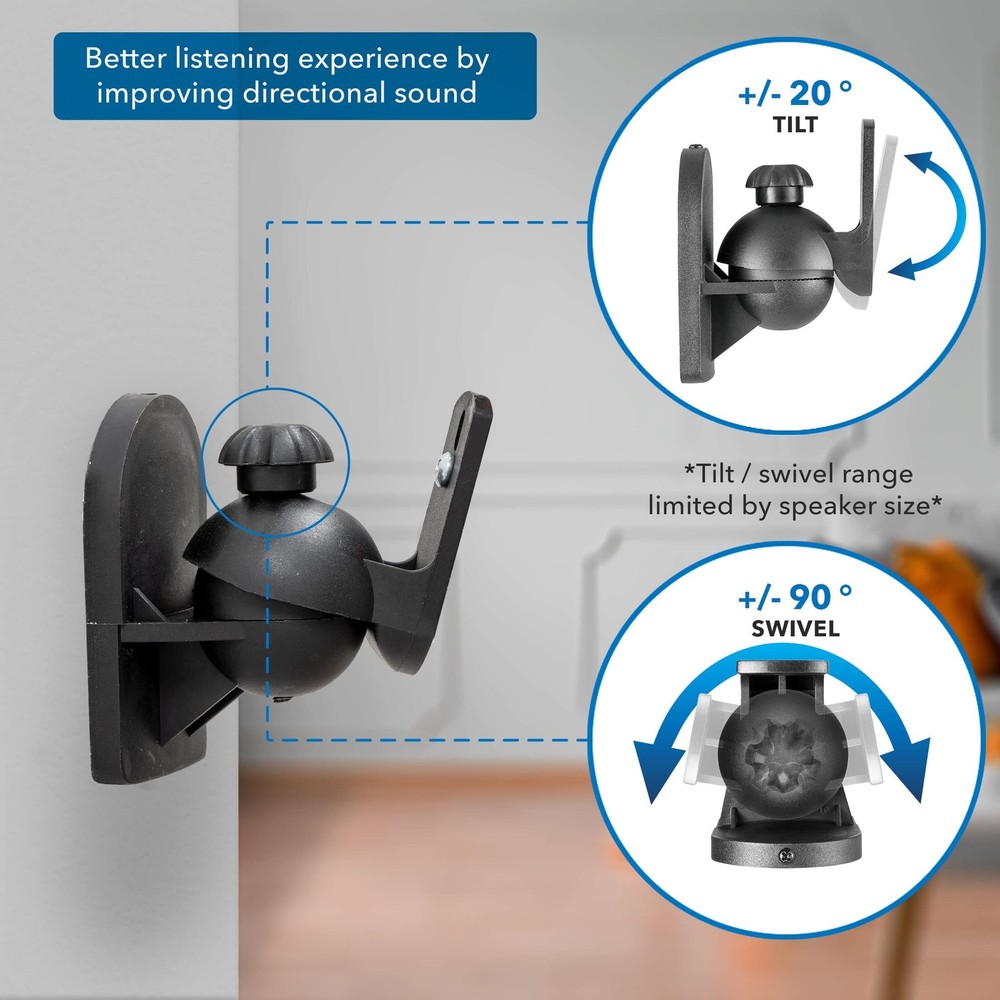 Mount-It! Speaker Wall Mount Full Motion Brackets for Surround Sound Satellit...