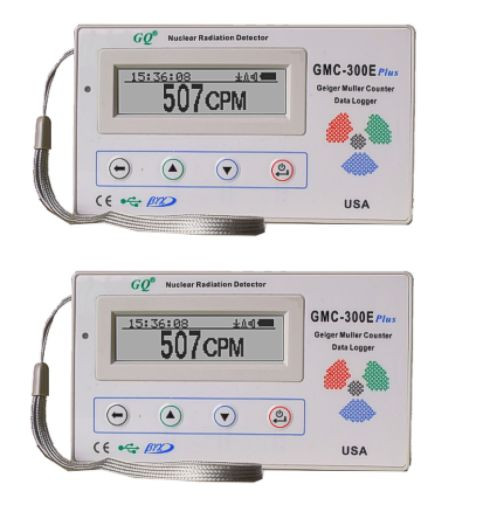 Two GQ GMC-300E+V4 Nuclear Radiation Detector Data logger Beta Gamma detection