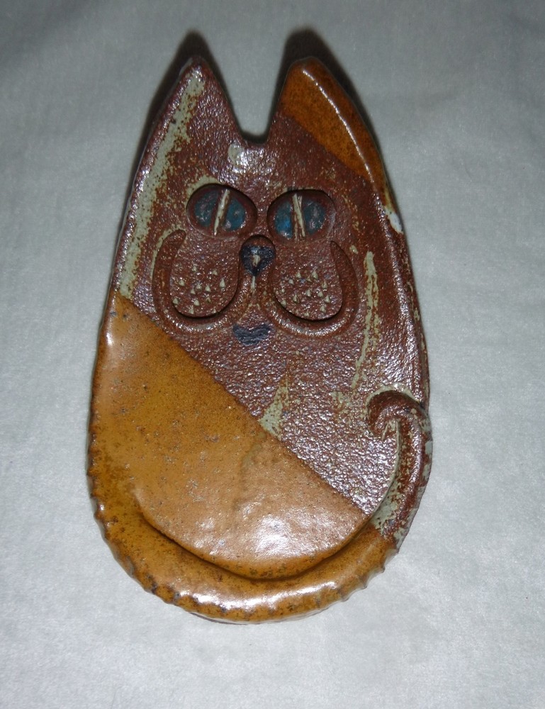 Cat Art Pottery Ceramic Spoon rest Handmade Collector