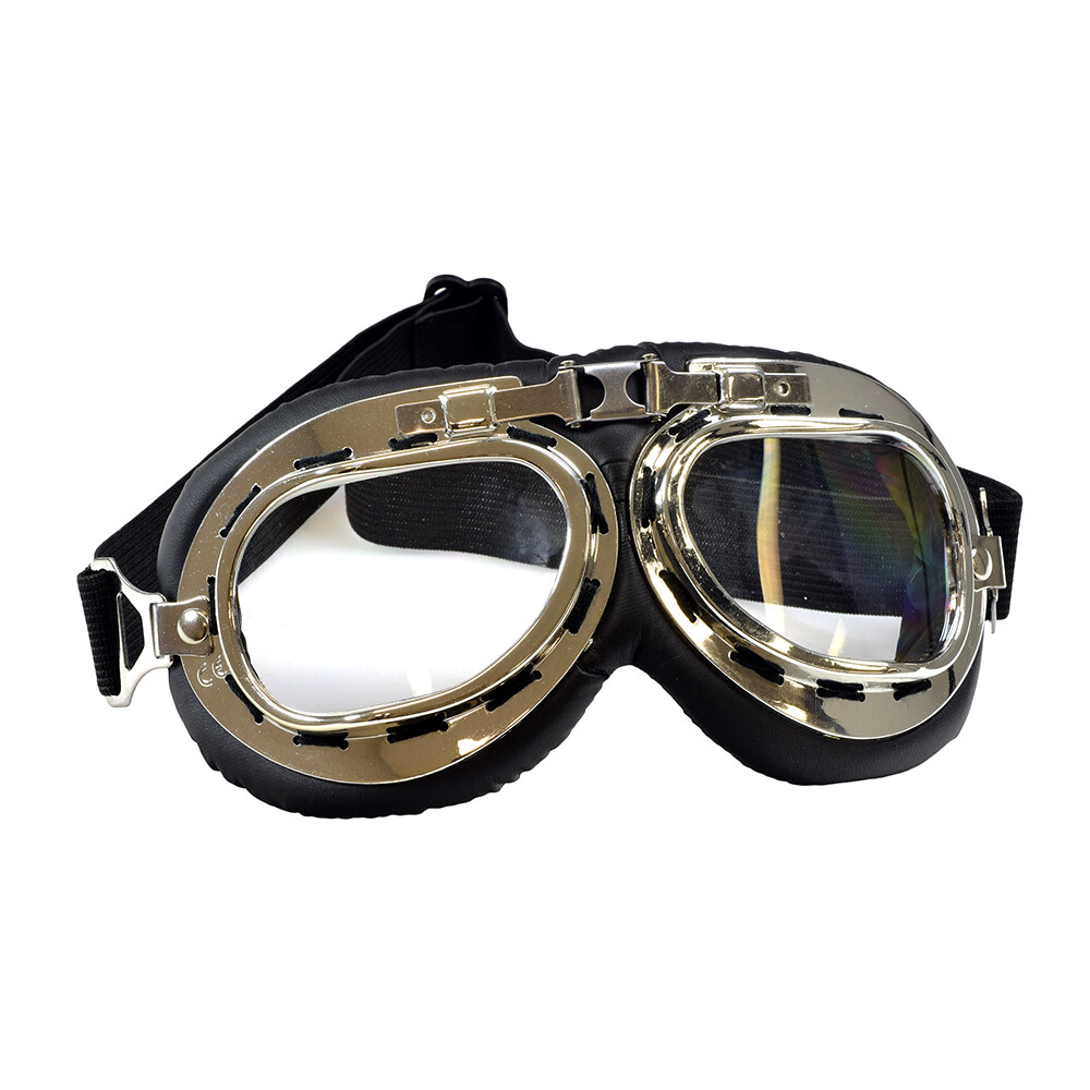Cruiser Style Scooter Goggles - Silver Frame Clear Lens