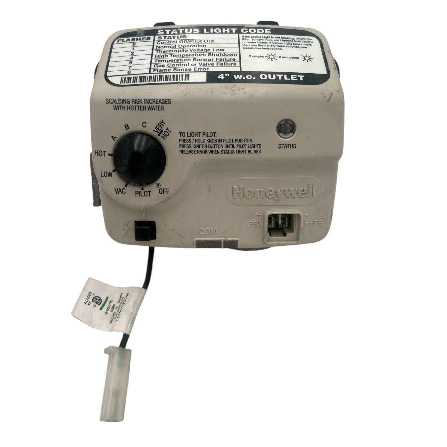 Honeywell Water Heater Gas Valve Control WV8840B1158