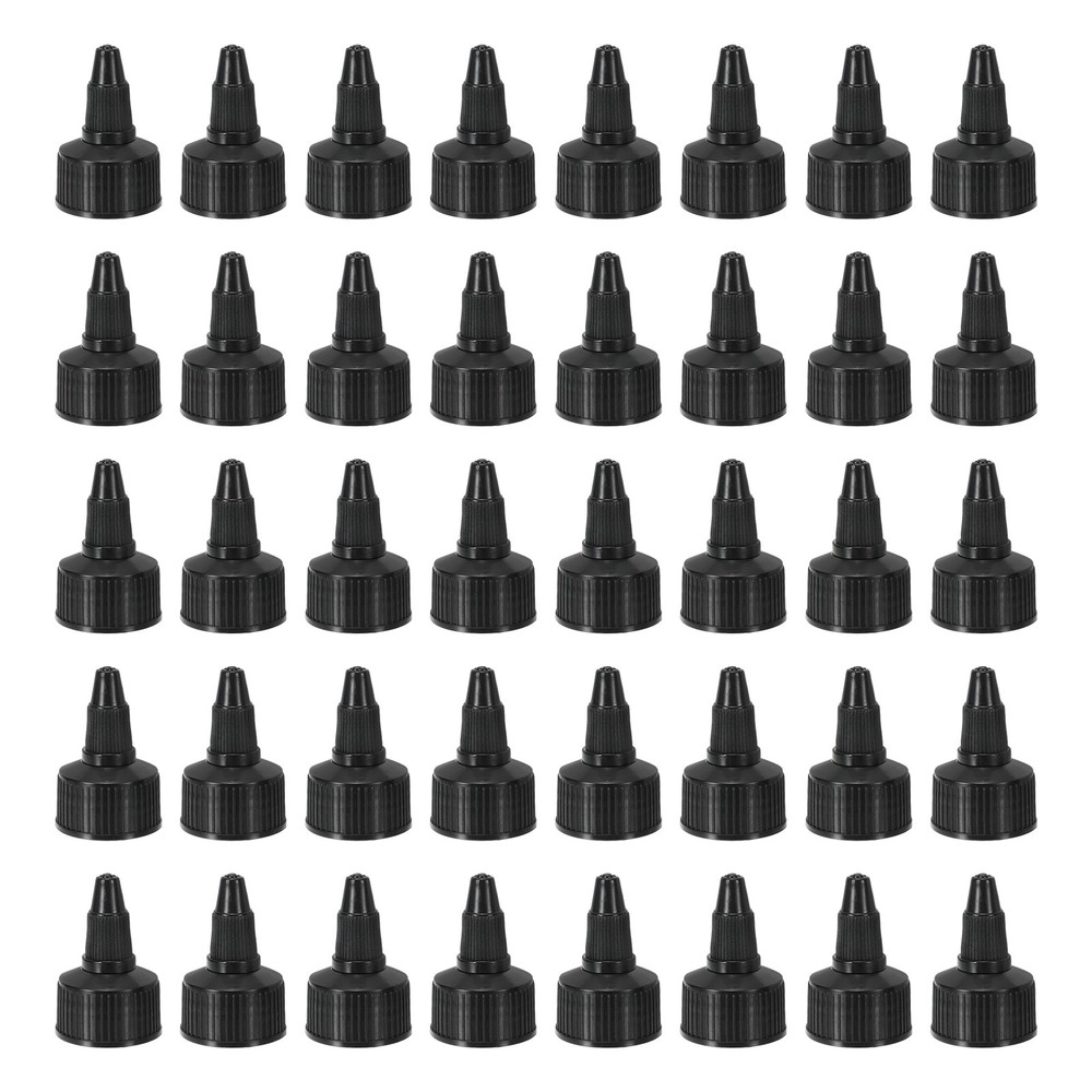40Pcs 24/410 Plastic Ribbed Edge Squeeze Bottle Replacement Caps, Black