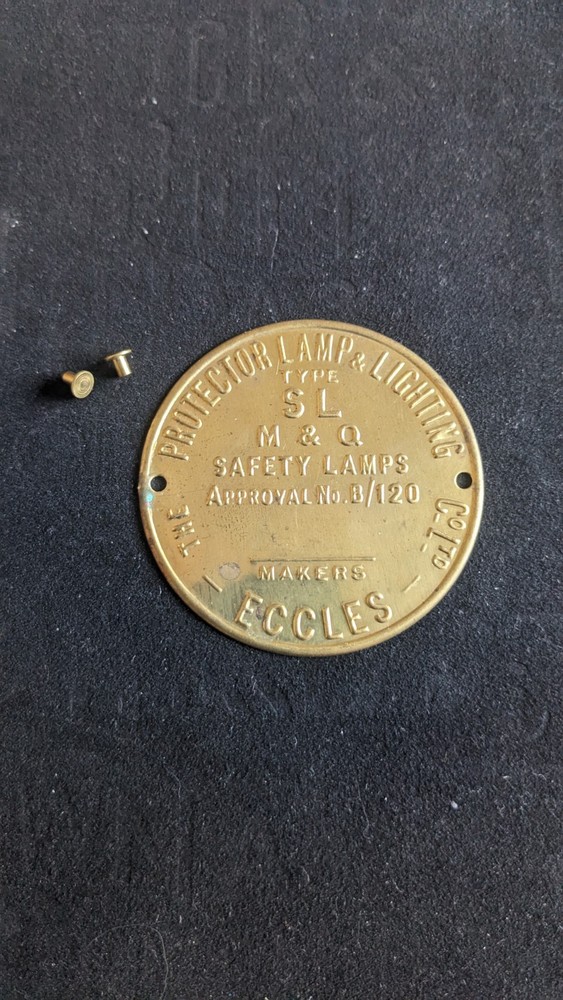 Protector Type SL Replacement Miners Lamp Badge Brass