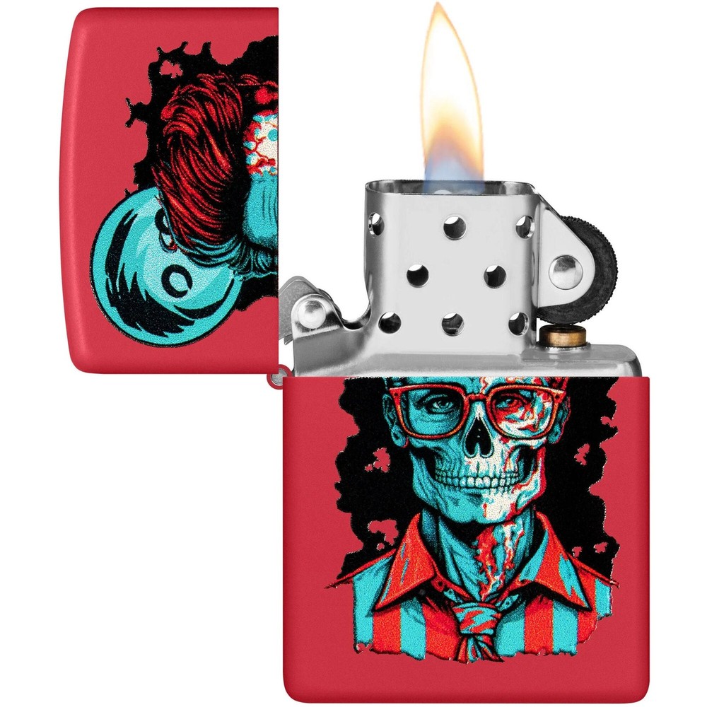 Zippo Windproof Lighter Dapper Skeleton Design Classic Red Matte Finish 46242