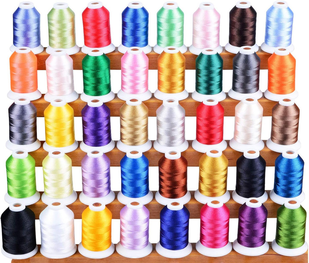 Simthread 60WT Sewing Embroidery Machine Thread Kit - 40 Colors 1100 Yards Spool