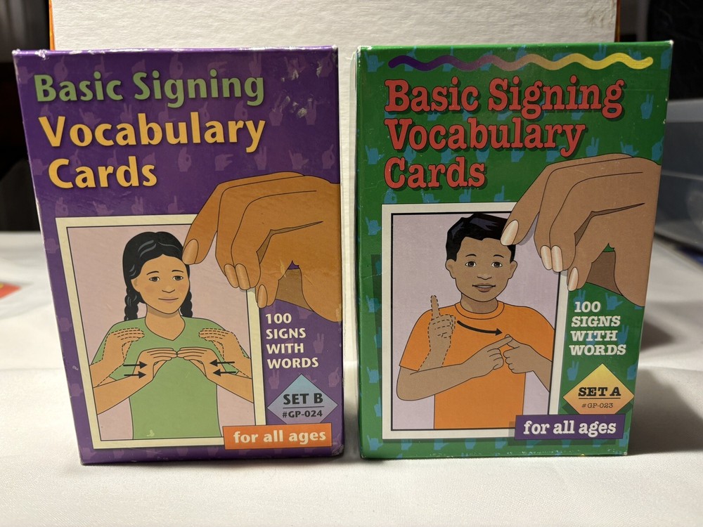 Basic Signing Vocabulary Flash Cards 2 Sets