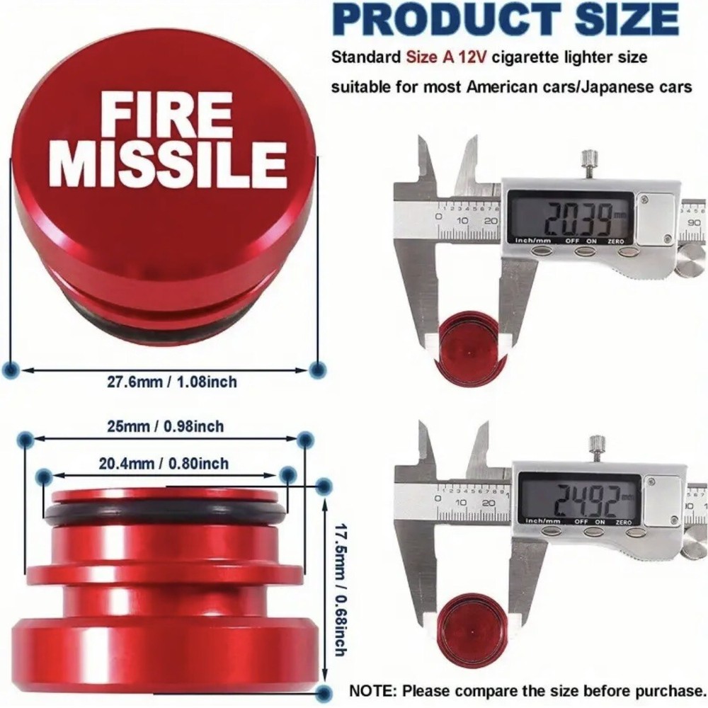 EJECT Button - Cigarette Lighter Replacement Red Funny Car Accessory JDM Racer