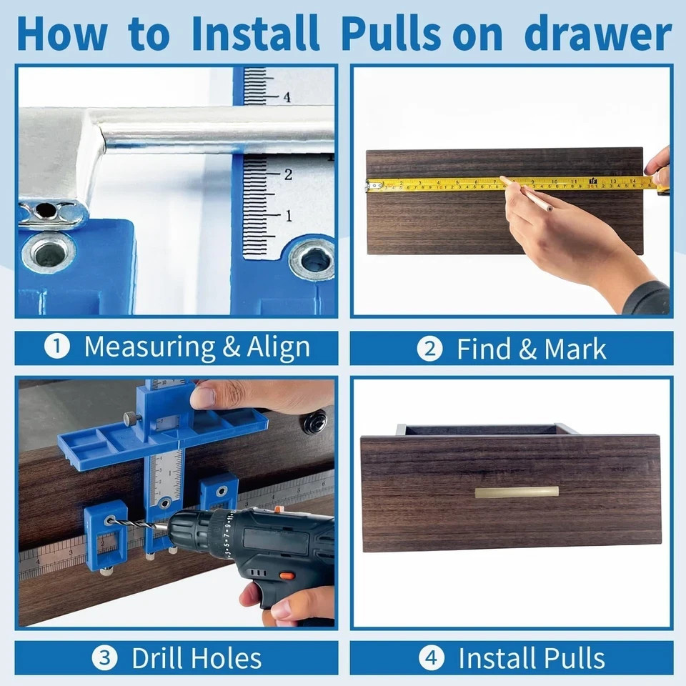 Cabinet Hardware Jig Drawer Pull Jig Template Tool Set USA