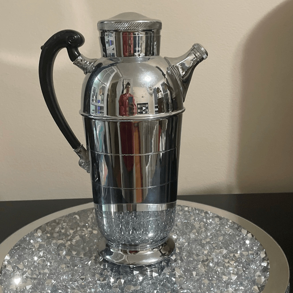 Vintage Art Deco Krome-Kraft Farber Bros NY Hammered Chrome Cocktail Pitcher