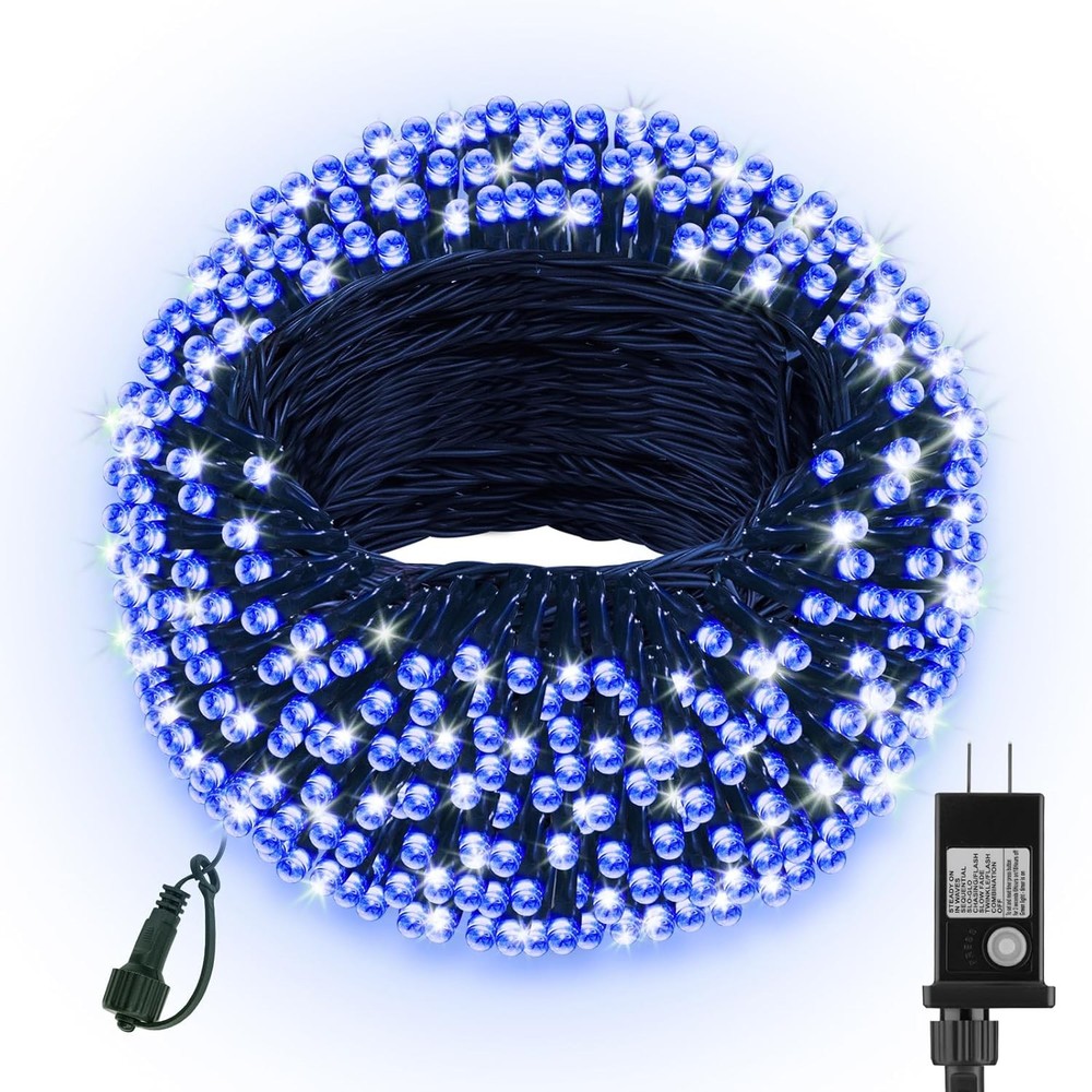 33FT Blue Christmas String Lights 100 LED Plug In w/ 8 Modes & Timer Indoor