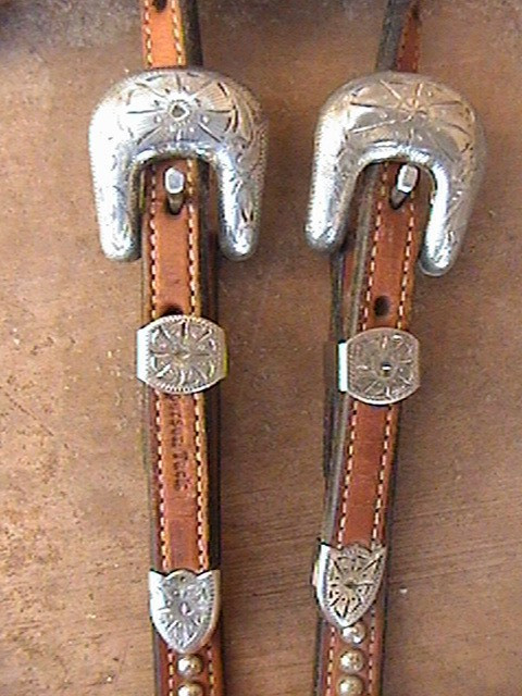 COWPERSON TACK SILVER STUD HORSE BRIDLE HEADSTALL & BREAST COLLAR FOR SADDLE