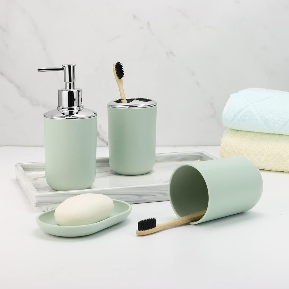 Bathroom Accessory Set, Green Bathroom Set, Bathroom Accessory 7 Piece Set