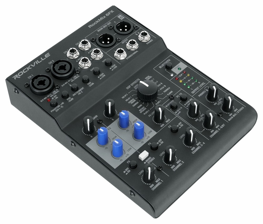 Rockville ROCKMIX 6FX USB Computer Recording Interface Bluetooth Mixer w/Effects