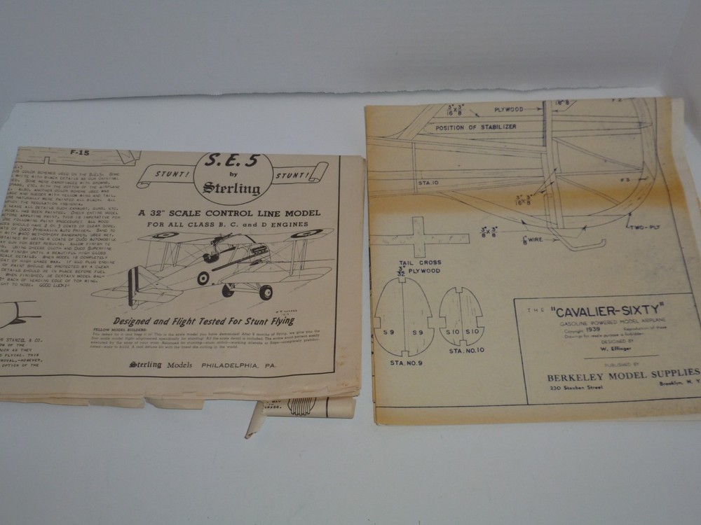 LARGE VINTAGE U-CONTROL - R/C PLANS - INSTRUCTIONS