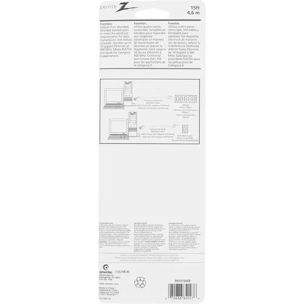 15 Ft. Cat 6E RJ45 Networking Cable