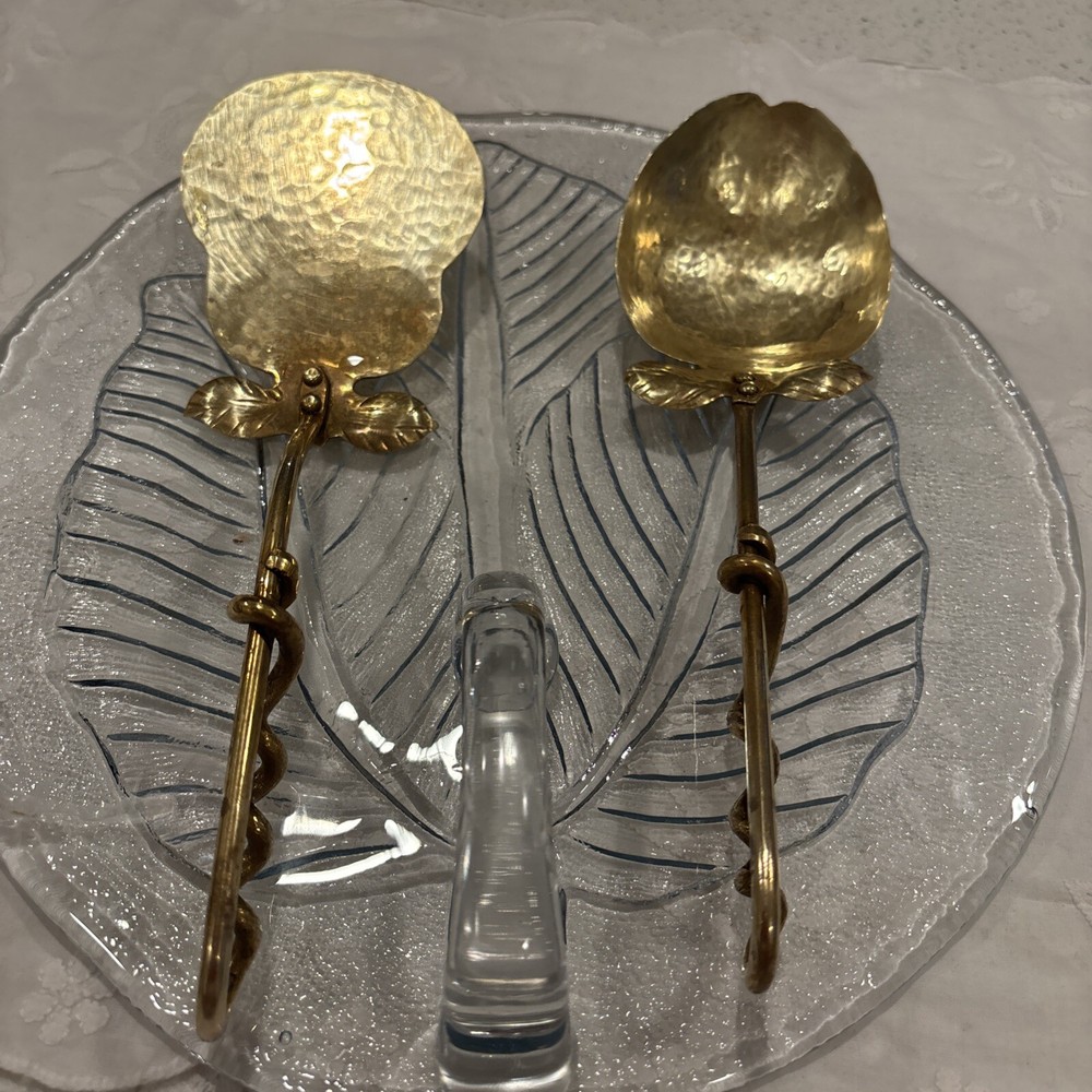 Artisan Hammered Brass Serving Pieces Pear 🍐& Apple Signed