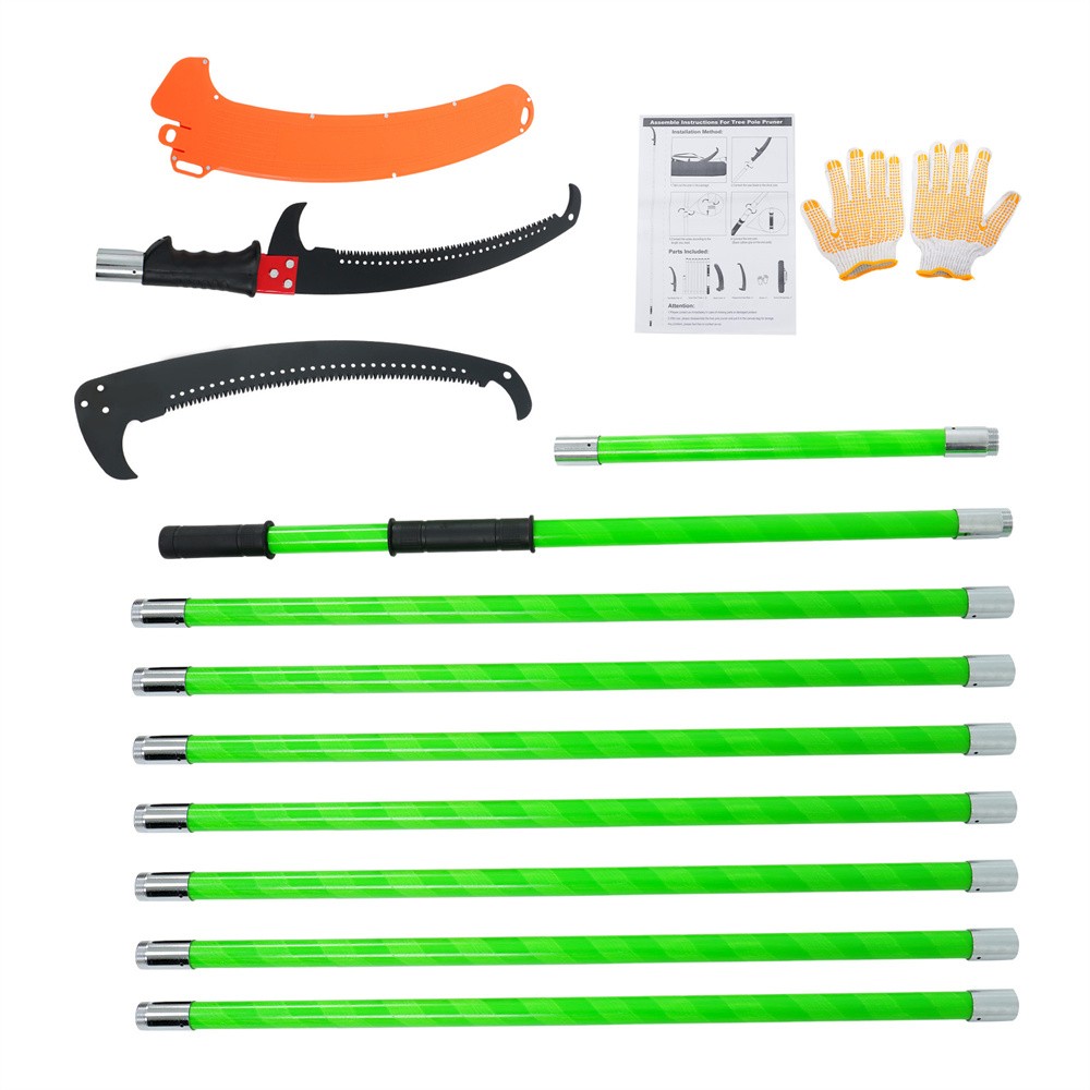 30 Feet Tree Pole Pruner Durable Tree Trimmers Handle Green Manual Branches