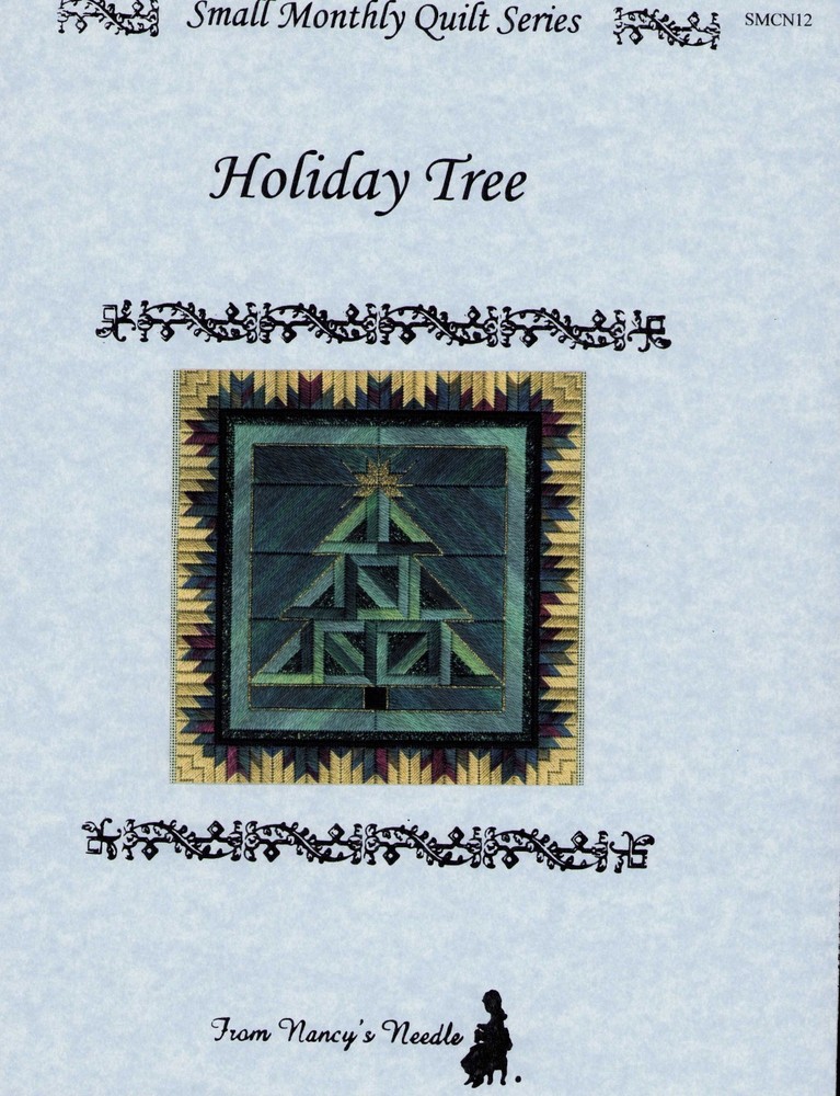 Needlepoint counted Pattern Holiday Tree Christmas & 18 mesh canvas VTG