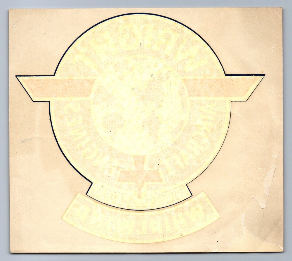 C.1940 WW2 ORIGINAL UNUSED WRIGHT WHIRLWIND ENGINE DECAL, TRANSFER STICKER