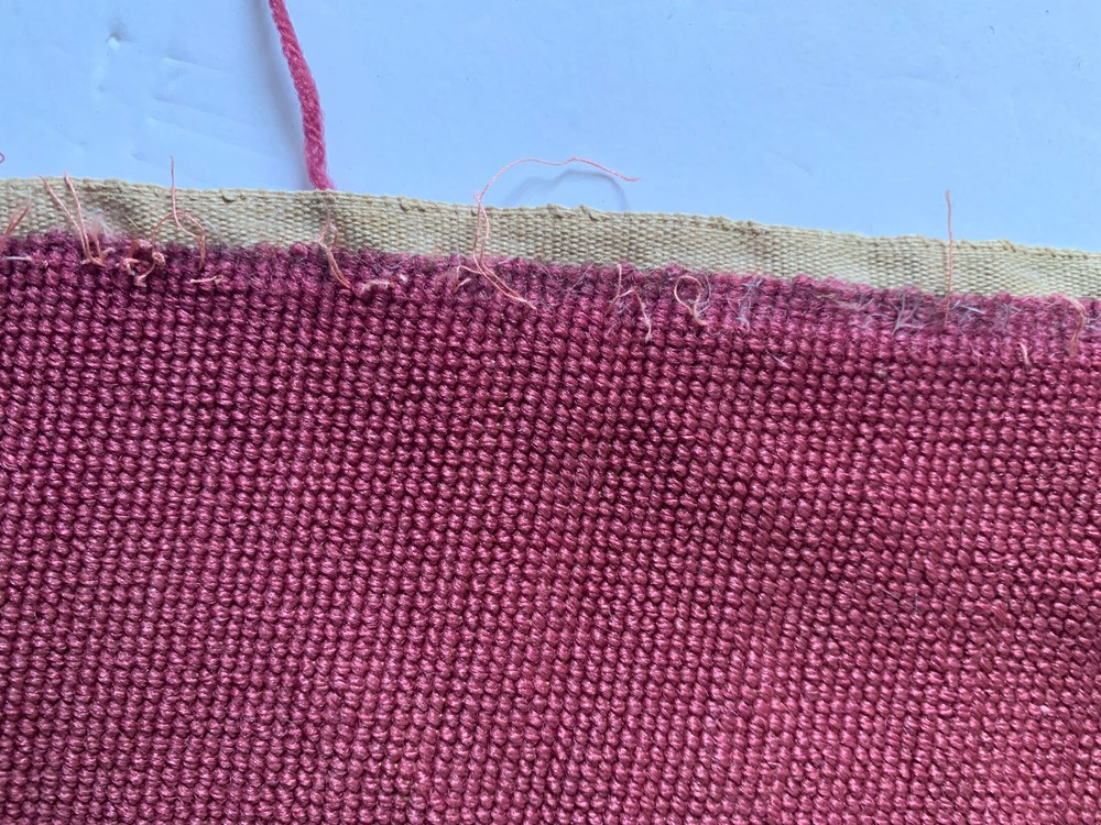 Needlepoint Floral Maroon Finished Needlework Vintage