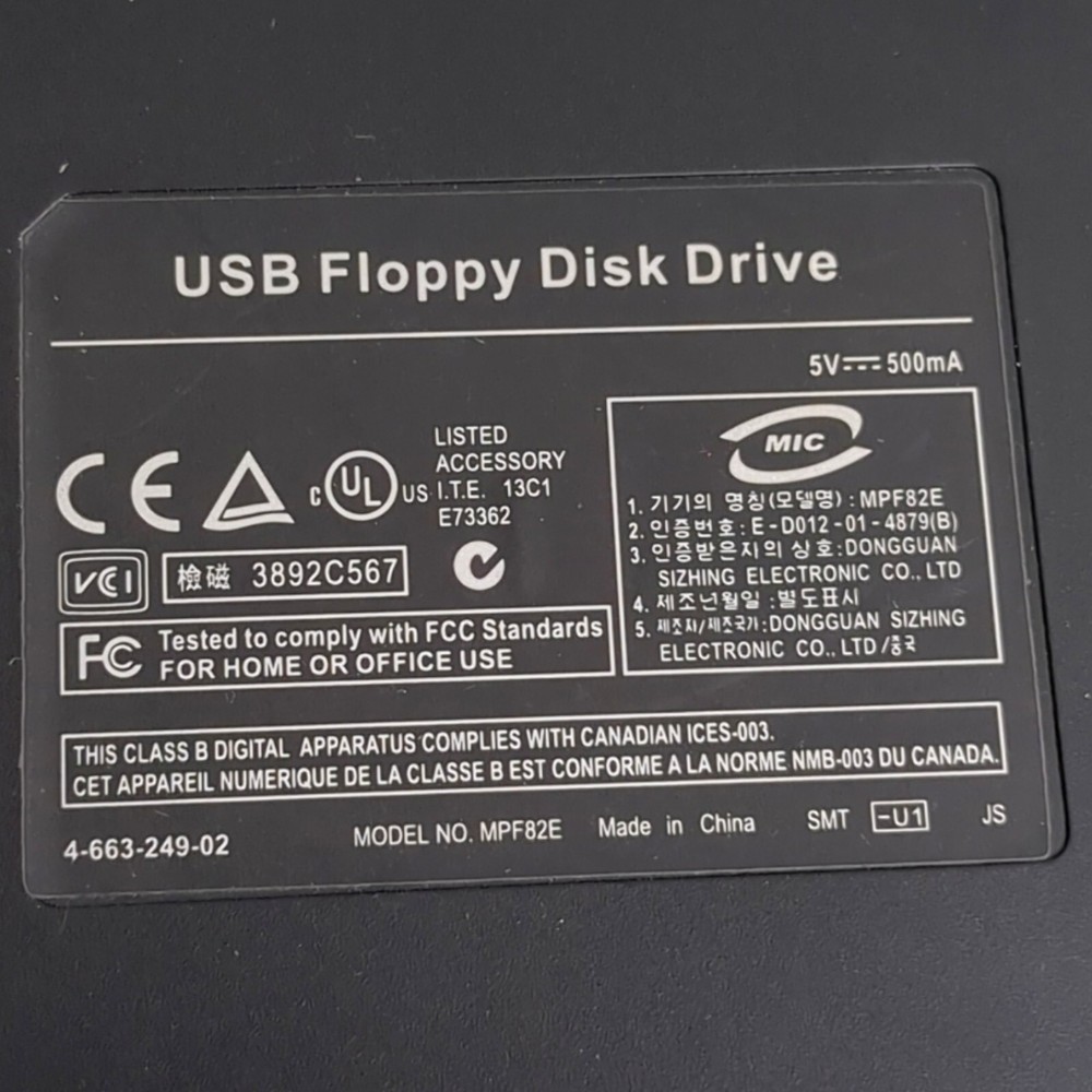 Moving Star USB Portable Diskette Drive - Tested & Working