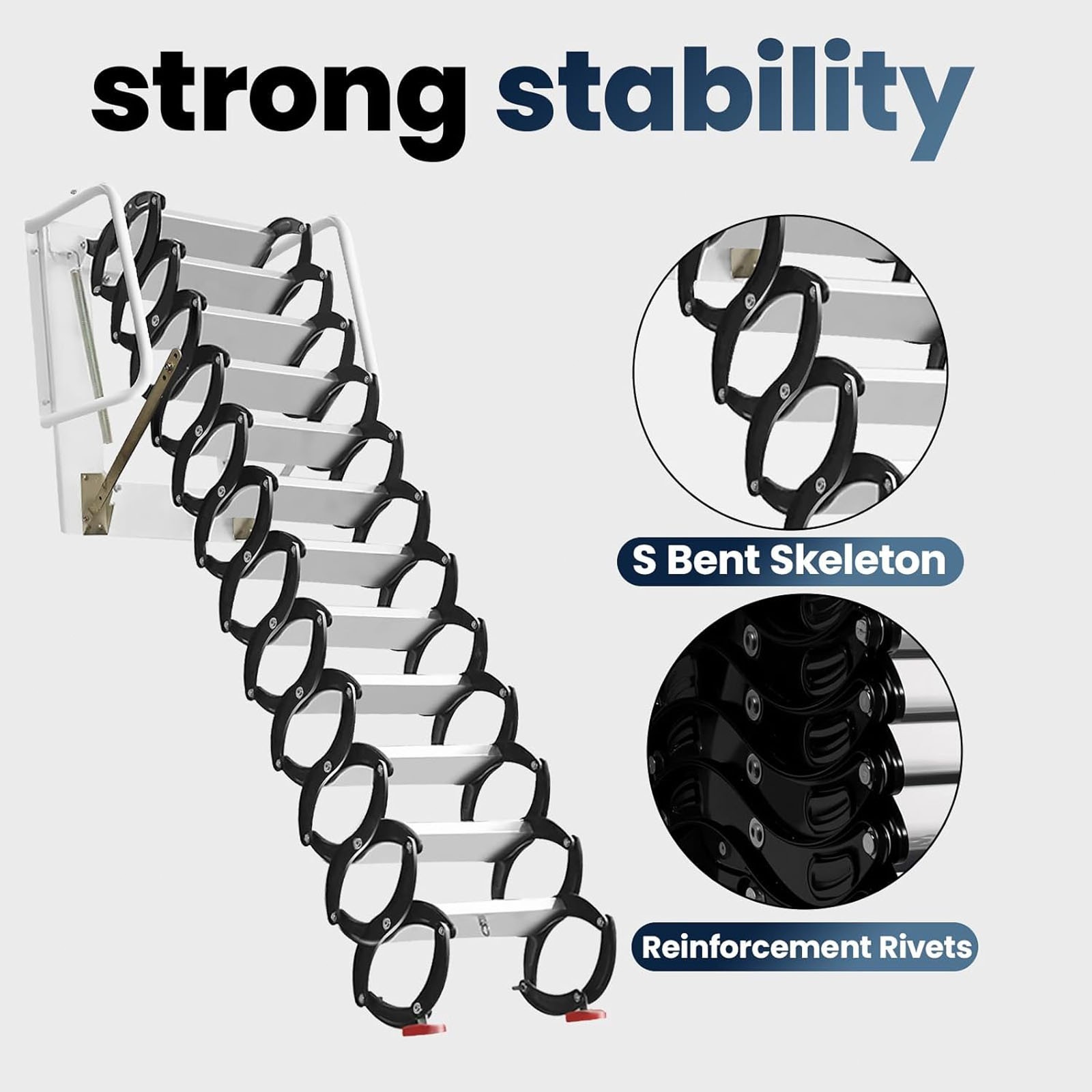 2300 lbs Attic Ladder 10 ft Wall-Mounted Loft Access Staircase Pull Down System