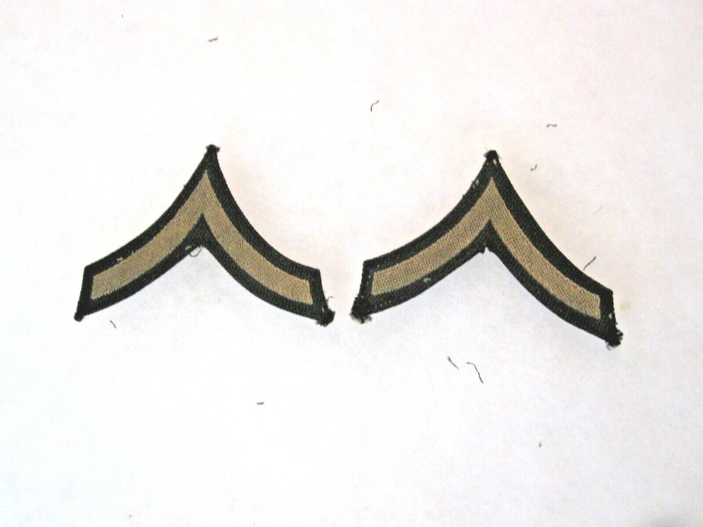 WWII Era Private 1st Class Chevron Pairs - Silver & Dark Blue Embroidered