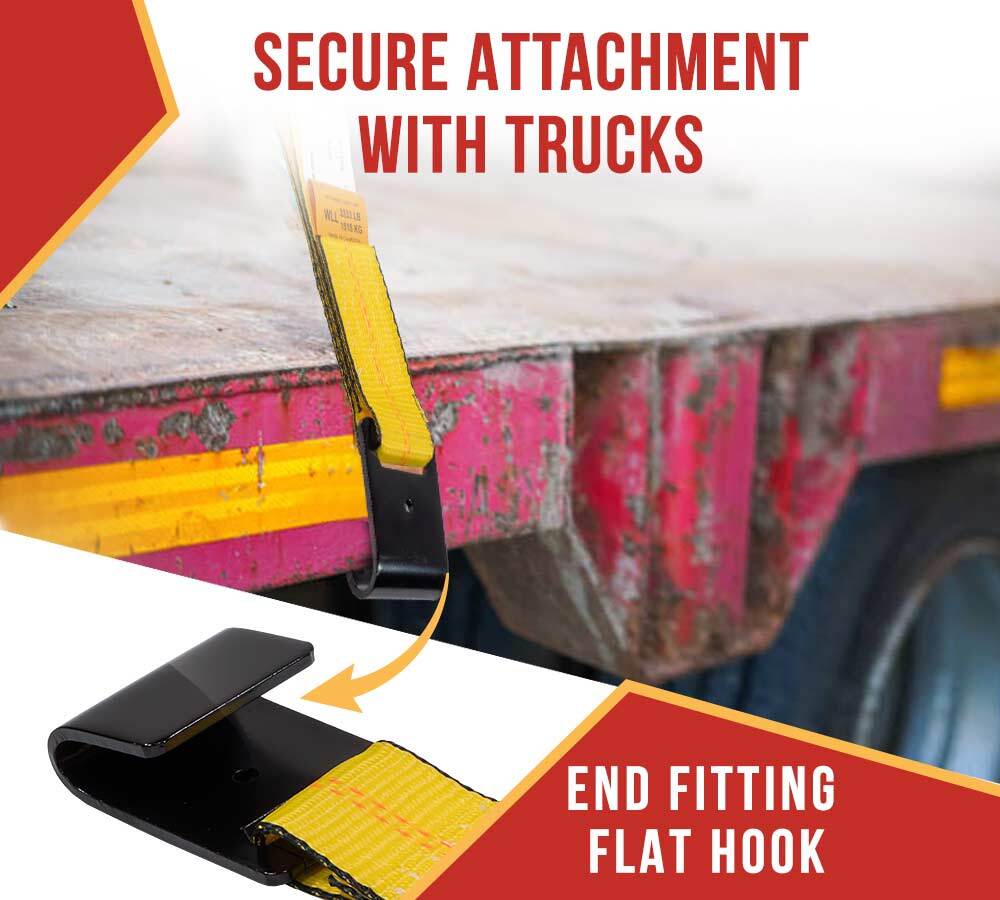 10PK 2"x11"Replacement Fixed End Tie Down Strap w/Flat Hook & Bolt Loop 3333lbs