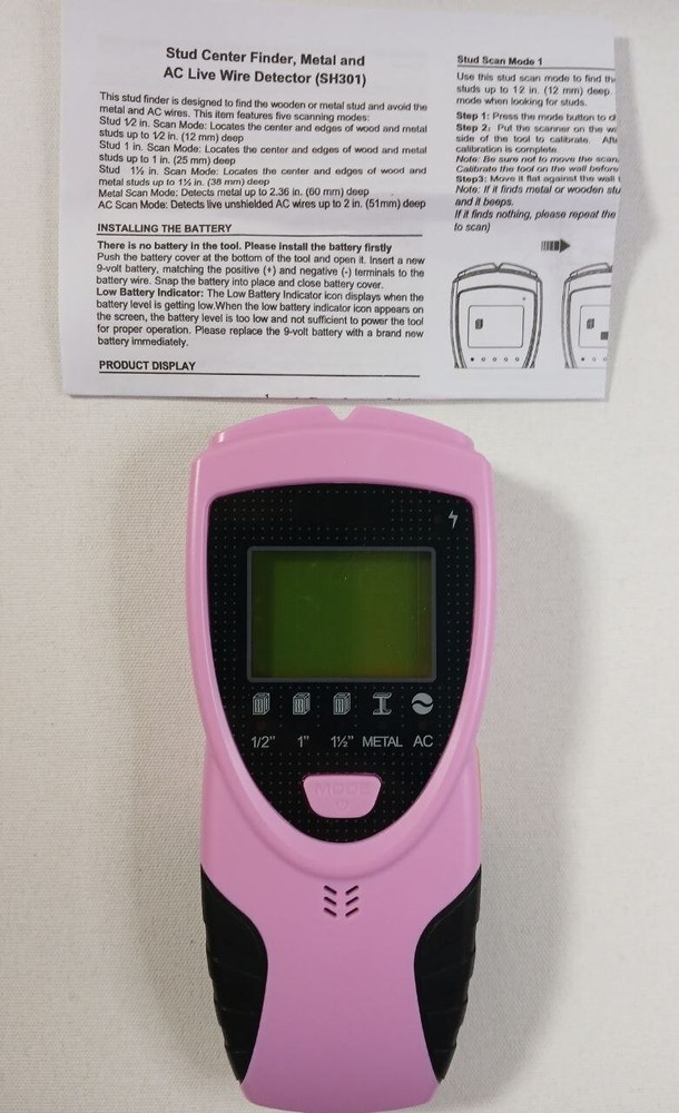 Wall Stud Finder Sensor Scanner Detector Metal Live Wire Battery SH301