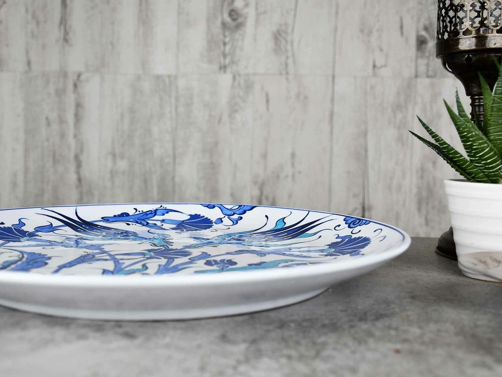 33 cm Turkish Plate Blue Iznik Collection Design 16