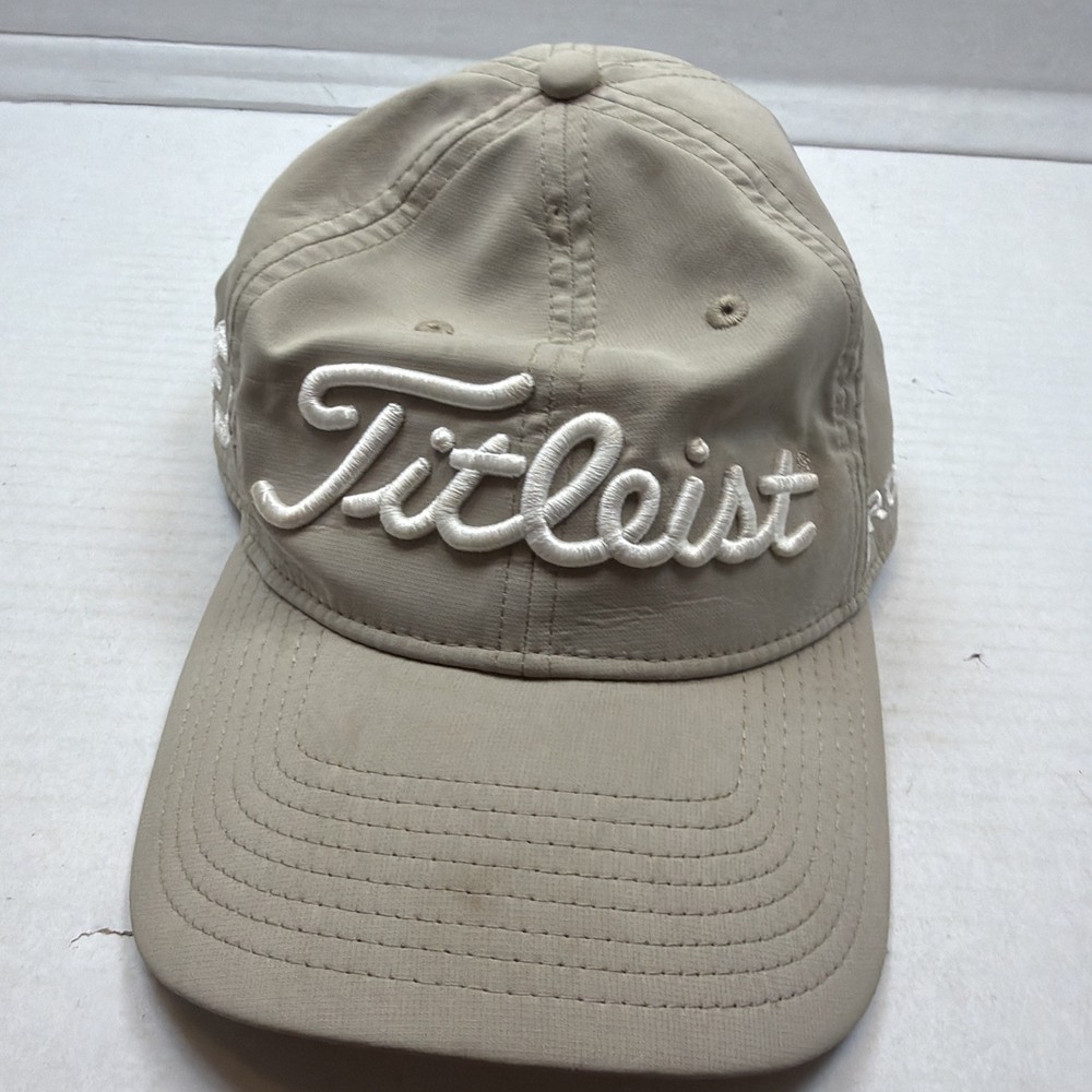 Titleist FJ Pro V1 Golf Hat Cap Beige Adjustable Polyester Spandex