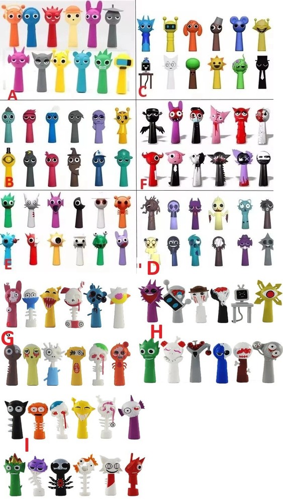 12 Piece Set Sprunki Classic Mini Figures Set - Collectible Horror Game Sprunki