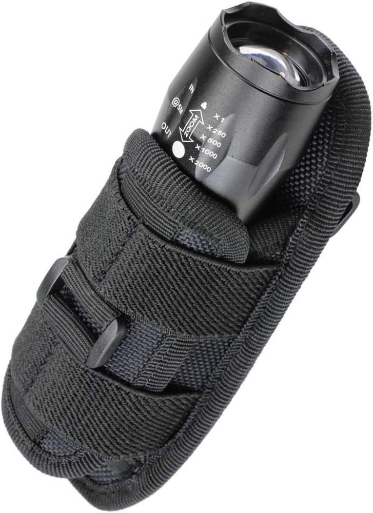 LIVANS Tactical Flashlight Pouch Holster, Rotatable Flashlight Holder Belt Clip