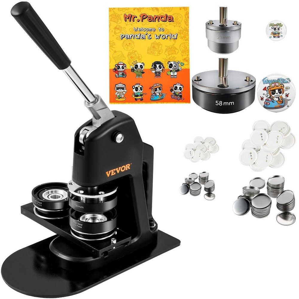 Button Maker Machine, Multiple Sizes 1+2.25 Inch Badge Punch Press Kit, Children