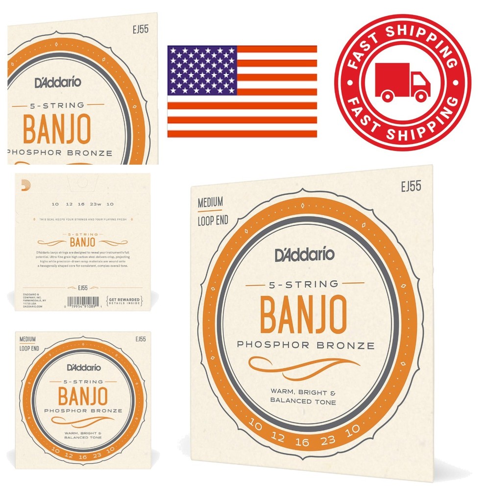 Medium Gauge Banjo Strings 5 String Set Phosphor Bronze 9-30 for Authentic Sound